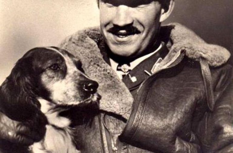 Adolf Galland and his dog Bucek